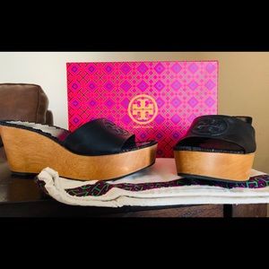 Tory Burch Patty Wedge Slide Black Size 9.5